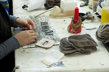 Image showing Handmade manufacture of footwear