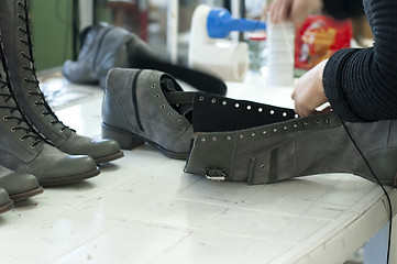 Image showing Handmade manufacture of footwear