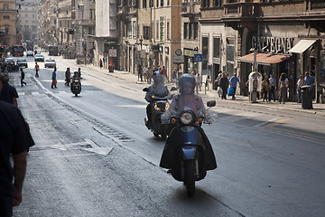 Image showing Sunday scooter traffic