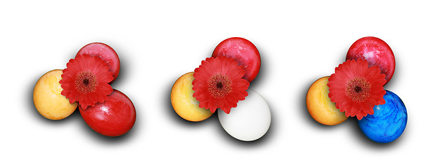 Image showing Gerbera and Easter Eggs 