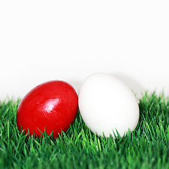 Image showing Red and white egg 