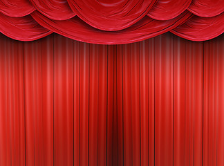 Image showing Closed curtain of a stage 