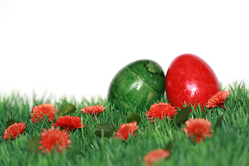 Image showing Green and red Easter egg 