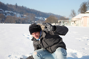 Image showing Man outside in the snow