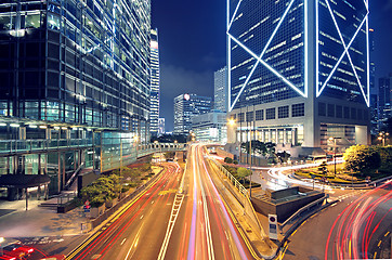 Image showing High speed traffic and blurred light trails 