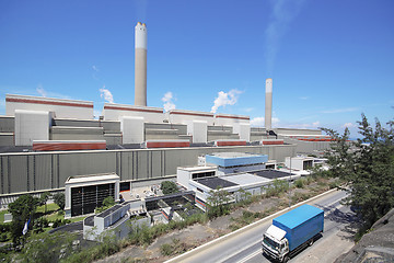 Image showing coal fired power station and car moving