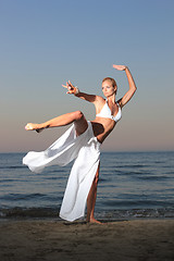 Image showing  woman relaxing on the beach