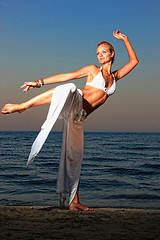 Image showing  woman relaxing on the beach