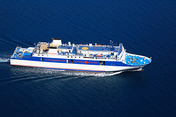 Image showing Aerial view on a ferry boat