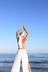 Image showing  woman relaxing on the beach