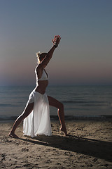 Image showing  woman relaxing on the beach