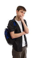 Image showing Thinking male student