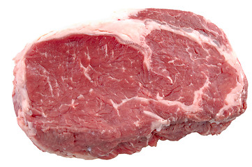 Image showing Raw Ribeye Steak, a prime cut of ribeye beef steak. (isolated, 12MP camera)