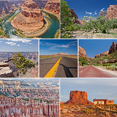 Image showing West USA canyons and desert collage