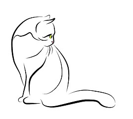 Image showing outline illustration of sitting cat