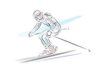 Image showing hand drawn  sketch of the skier  