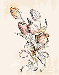 Image showing vintage greeting card with tulips