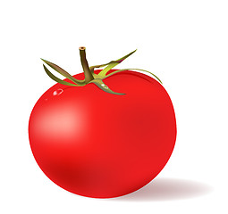 Image showing red tomato  with water drops