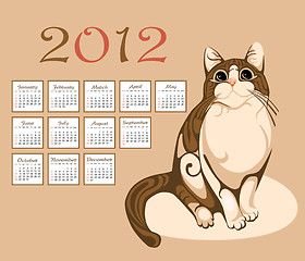 Image showing calendar 2012 with tabby cat