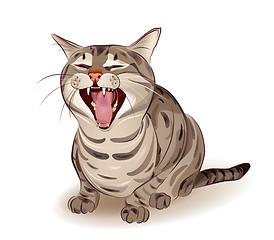 Image showing Yelling tabby cat