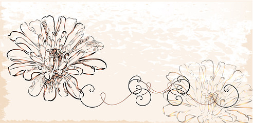 Image showing Vintage invitation with flowers. 