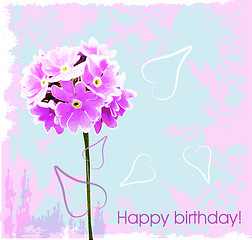 Image showing happy birthday card with pink flowers