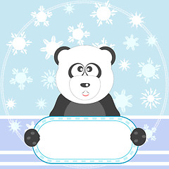 Image showing Panda with empty blank and snow vector background