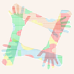 Image showing 4 Connected multicolored hand friendship group vector