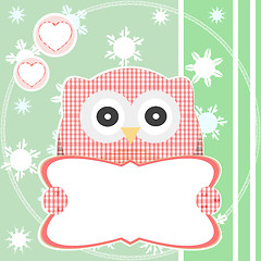 Image showing cute red owl holding empty blank vector sign