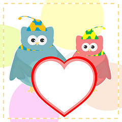 Image showing cute vector love owl with heart background