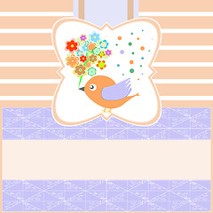 Image showing birds with greeting flowers card blank Vector