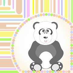 Image showing greetings Card with a smiling sitting panda. Vector