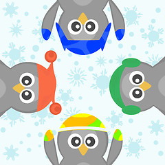 Image showing Cute Christmas Penguin Celebrating Snow winter Vector card