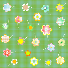 Image showing Hand drawn floral wallpaper with set of different flowers vector