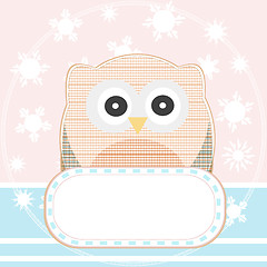 Image showing cute owl with a blank empty sign vector background