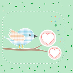 Image showing Nice beautiful birds with love hearts holiday vector card