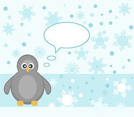 Image showing penguin winter snowflake background greeting card vector