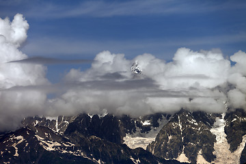 Image showing High Mountains covered with clouds