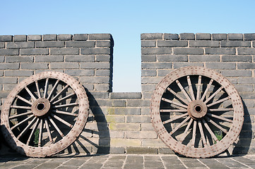 Image showing Ancient carriage wheel