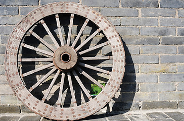 Image showing Ancient carriage wheel