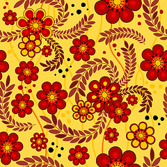 Image showing Yellow seamless floral pattern
