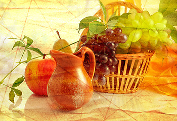 Image showing grunge background with fruits