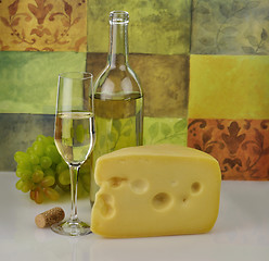 Image showing Wine and cheese