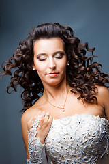 Image showing attractive bride with long curly hair