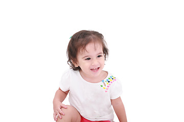 Image showing Closeup of adorable little girl smiling cheerfully 