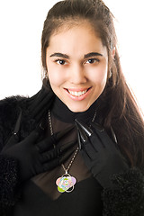 Image showing Portrait of smiling girl in gloves