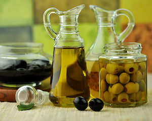 Image showing olive oil bottles