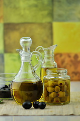 Image showing olive oil bottles