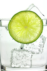 Image showing iced drink with lemon , close up