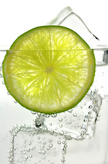 Image showing iced drink with lemon , close up